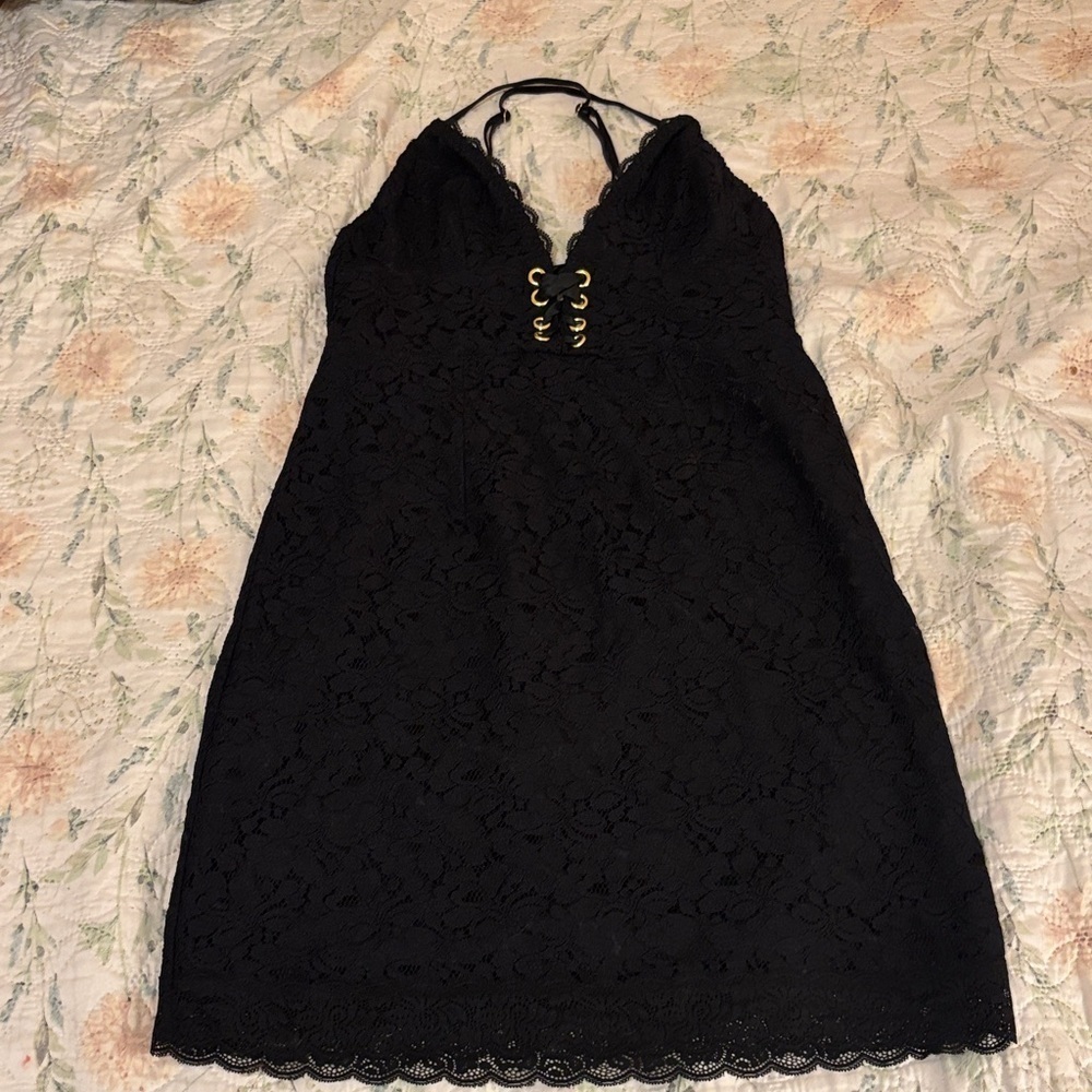 Victoria's Secret Black Lace Backless Dress